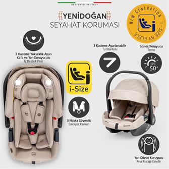 Elele Cabina Kabin Tipi Travel Sistem Bebek Arabası Bej