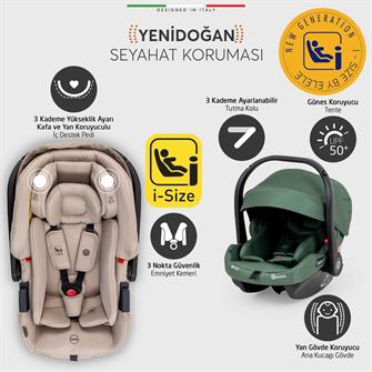 Elele Cabina Kabin Tipi Travel Sistem Bebek Arabası Yeşil