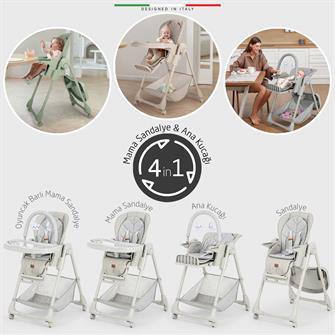 Elele Cibo 2in1 Katlanabilir Bebek Mama Sandalyesi Çift Pedli 0+ Ay Gri