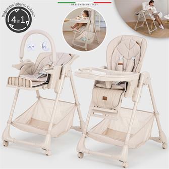 Elele Cibo 2in1 Katlanabilir Bebek Mama Sandalyesi Çift Pedli 0+ Ay Bej