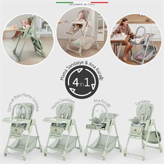 Elele Cibo 2in1 Katlanabilir Bebek Mama Sandalyesi Çift Pedli 0+ Ay Yeşil