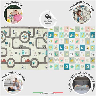 Elele City Road Katlanabilir Oyun Matı Oyun Halısı 180x200x1 Cm XFD203 City Road