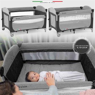 Elele Donna Anne Yanı Park Yatak Oyun Parkı XL 70x120 cm Siyah-Gri