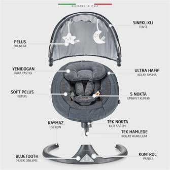 Elele Dormire 2 Elektrikli Otomatik Sallanan Kademeli Ana Kucağı Antrasit