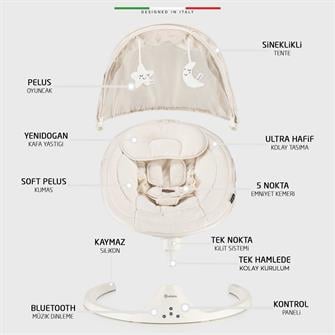 Elele Dormire 2 Elektrikli Otomatik Sallanan Kademeli Ana Kucağı Bej