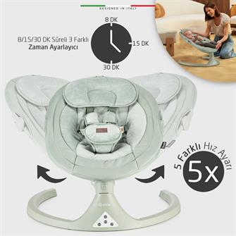 Elele Dormire 2 Elektrikli Otomatik Sallanan Kademeli Ana Kucağı Yeşil
