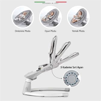 Elele Dormire 2 Elektrikli Otomatik Sallanan Kademeli Ana Kucağı Gri