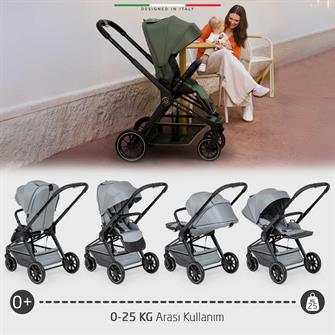 Elele Firenze Çift Yönlü Bebek Arabası Gri