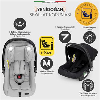 Elele Flight 2 Kabin Tipi Travel Sistem Bebek Arabası Siyah