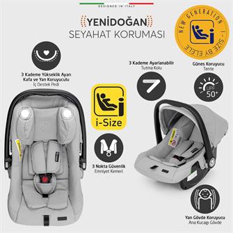 Elele Flight 2 Kabin Tipi Travel Sistem Bebek Arabası Gri
