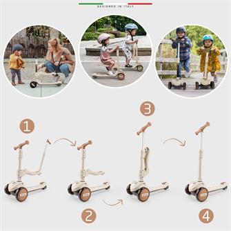 Elele Forte 3in1 Ebeveyn Kontrollü 3 Tekerlekli Çocuk Scooter Işıklı Oturaklı Kahverengi