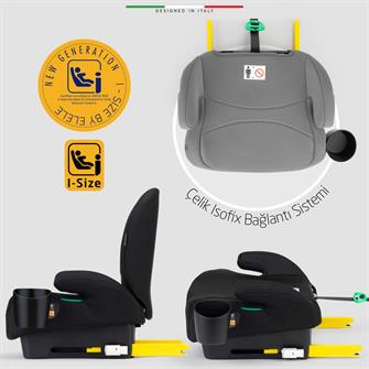 Elele GrandeFix I-Size Yükseltici Oto Koltuğu İsoFix 125-150 CM 15-36 KG Siyah