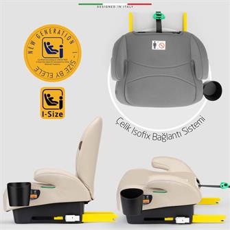 Elele GrandeFix I-Size Yükseltici Oto Koltuğu İsoFix 125-150 CM 15-36 KG Bej
