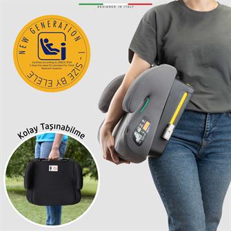 Elele GrandeFix I-Size Yükseltici Oto Koltuğu İsoFix 125-150 CM 15-36 KG Gri