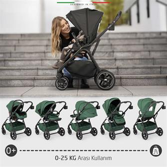 Elele Hera Travel Sistem Bebek Arabası Silver Yeşil
