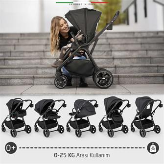 Elele Hera Travel Sistem Bebek Arabası Silver Siyah