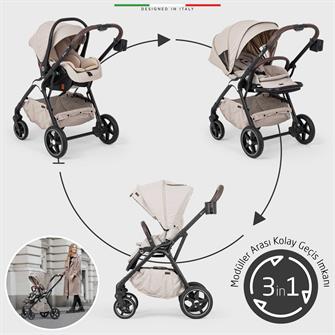 Elele Hera Travel Sistem Bebek Arabası Silver Bej