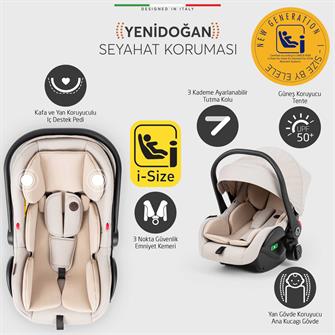 Elele Hera Travel Sistem Bebek Arabası Silver Bej