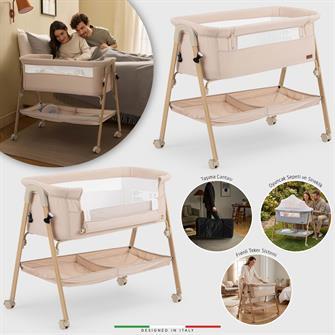 Elele Legno Anne Yanı Beşik ve Bebek Beşiği Bej