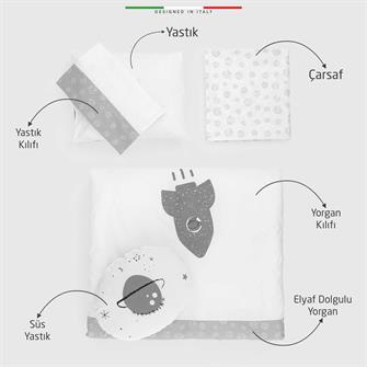 Elele Life Space 6 Parça Oyun Parkı Park Yatak Bebek Uyku Seti Gri