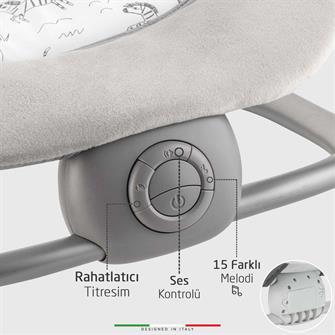Elele Lorena Sallanan Ana Kucağı Müzikli Titreşimli Katlanabilir Kademeli Gri