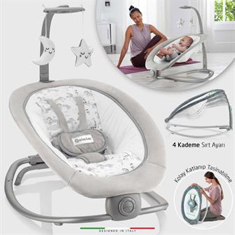 Elele Lorena Sallanan Ana Kucağı Müzikli Titreşimli Katlanabilir Kademeli Gri