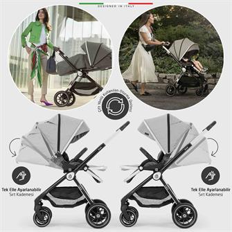 Elele Lula Çift Yönlü Bebek Arabası Gri-Siyah