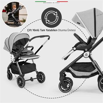 Elele Lula Çift Yönlü Bebek Arabası Gri-Siyah