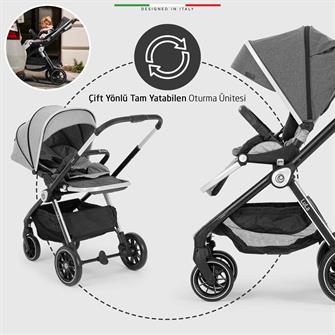 Elele Lula Çift Yönlü Bebek Arabası Siyah-Gri