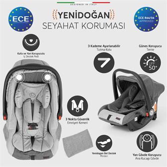 Elele Lula Travel Sistem Bebek Arabası Siyah-Gri
