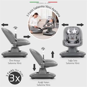 Elele Materno Premium Elektrikli Otomatik Sallanan Ana Kucağı Kademeli Beyaz