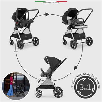 Elele Mido 2 Travel Sistem Bebek Arabası Silver Siyah-Gri