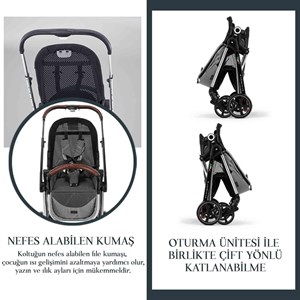 Elele Mido Travel Sistem Bebek Arabası Gri-Siyah