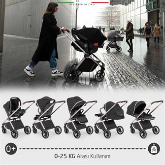 Elele Milazzo Premium Travel Sistem Bebek Arabası Siyah