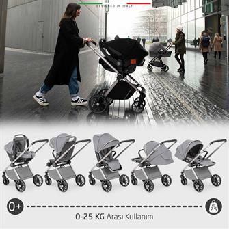 Elele Milazzo Premium Travel Sistem Bebek Arabası Gri
