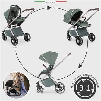 Elele Milazzo Premium Travel Sistem Bebek Arabası Yeşil