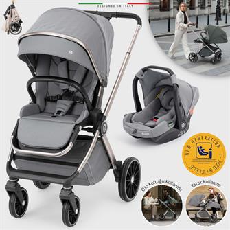 Elele Milazzo Premium Travel Sistem Bebek Arabası Gri