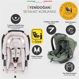 Elele Milazzo Premium Travel Sistem Bebek Arabası Yeşil