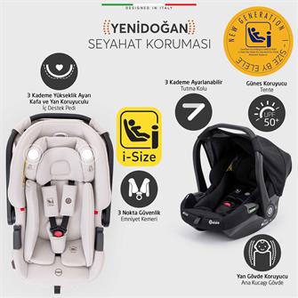 Elele Milazzo Premium Travel Sistem Bebek Arabası Siyah
