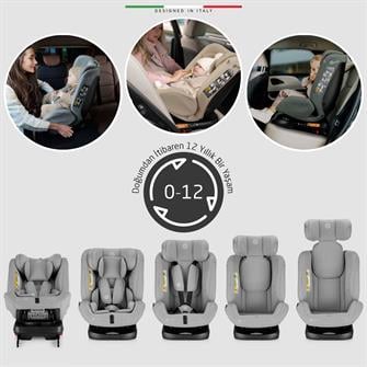 Elele ModenaFix 2 360° Dönen I-Size Oto Koltuğu İsoFix 40-150 CM 0-36 KG Bej