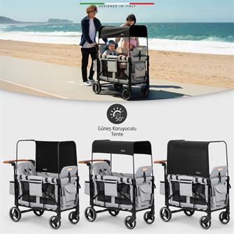 Elele Montagna XL Vagon Bebek Arabası Siyah