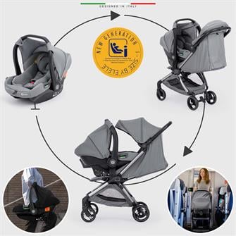 Elele Pilota Premium Kabin Tipi Travel Sistem Bebek Arabası Gri