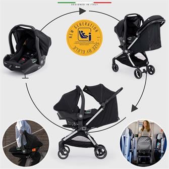 Elele Pilota Premium Kabin Tipi Travel Sistem Bebek Arabası Siyah