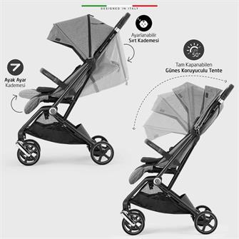 Elele Plane 2 Kabin Tipi Bebek Arabası Silver Gri-Siyah