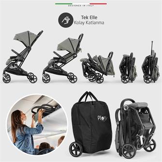 Elele Plane 2 Kabin Tipi Bebek Arabası Rose Gri-Siyah