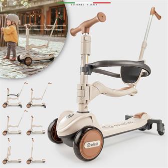 Elele Potenza 4in1 Ebeveyn Kontrollü 5 Tekerlekli Çocuk Scooter Işıklı Oturaklı Kahverengi