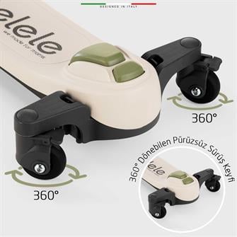 Elele Potenza 4in1 Ebeveyn Kontrollü 5 Tekerlekli Çocuk Scooter Işıklı Oturaklı Yeşil
