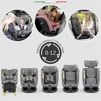Elele RitornoFix 360° Dönen I-Size Oto Koltuğu İsoFix 40-150 CM 0-36 KG Pudra
