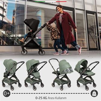 Elele Rotabile Premium Çift Yönlü Bebek Arabası Yeşil