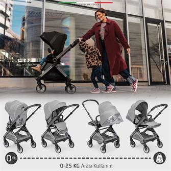 Elele Rotabile Premium Çift Yönlü Bebek Arabası Gri